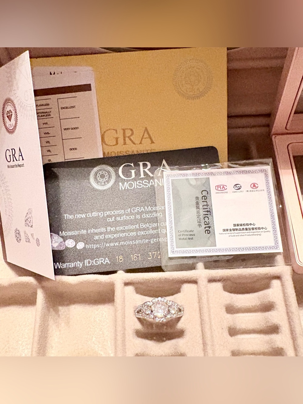 GRA Moissanite  S925 Ring 1.5 Carats size 6 GRA Card & Certificate in gift box